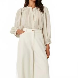 NEW SESSUN lucy button front blouse in white